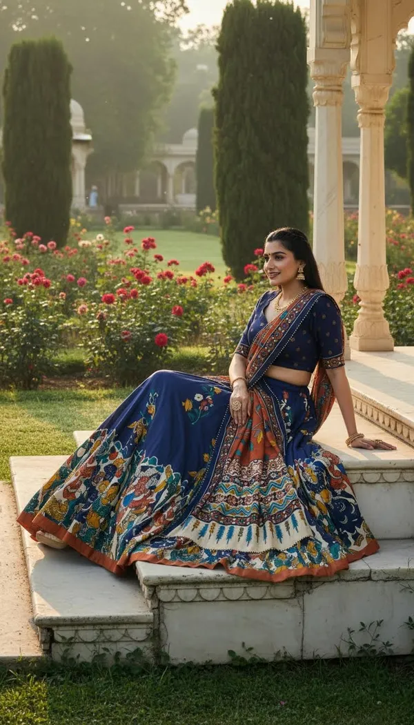 Navy_Blue_Dola_Silk_Patola_Print_Lehenga_Choli_For_Women