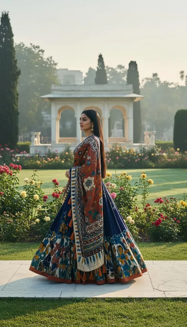 Navy_Blue_Dola_Silk_Patola_Print_Lehenga_Choli_For_Women