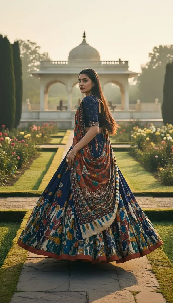 Navy_Blue_Dola_Silk_Patola_Print_Lehenga_Choli_For_Women