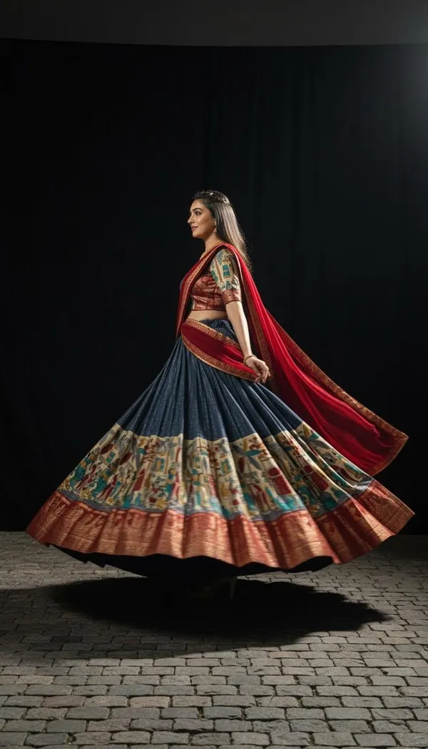 Blue_Dola_Silk_Patola_Print_Lehenga_Choli_For_Women