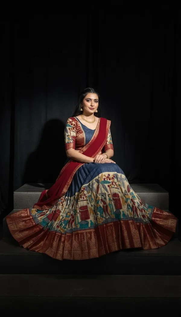 Blue_Dola_Silk_Patola_Print_Lehenga_Choli_For_Women