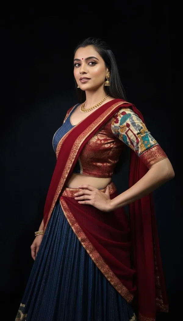 Blue_Dola_Silk_Patola_Print_Lehenga_Choli_For_Women