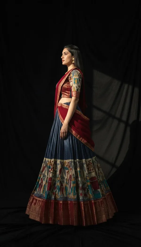 Blue_Dola_Silk_Patola_Print_Lehenga_Choli_For_Women