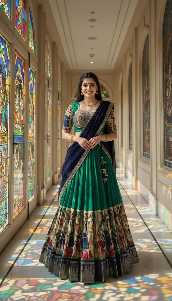 Rama_Green_Dola_Silk_Patola_Print_Lehenga_Choli_For_Women
