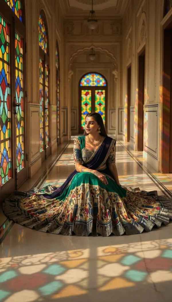Rama_Green_Dola_Silk_Patola_Print_Lehenga_Choli_For_Women