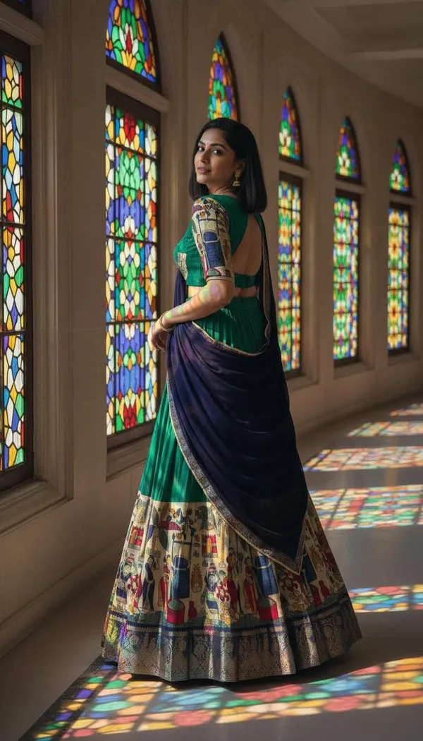 Rama_Green_Dola_Silk_Patola_Print_Lehenga_Choli_For_Women