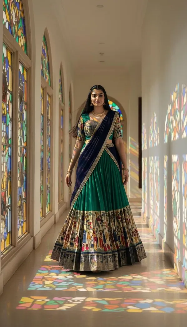 Rama_Green_Dola_Silk_Patola_Print_Lehenga_Choli_For_Women