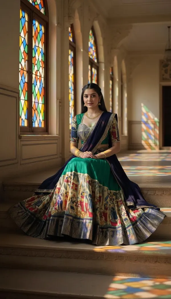 Rama_Green_Dola_Silk_Patola_Print_Lehenga_Choli_For_Women