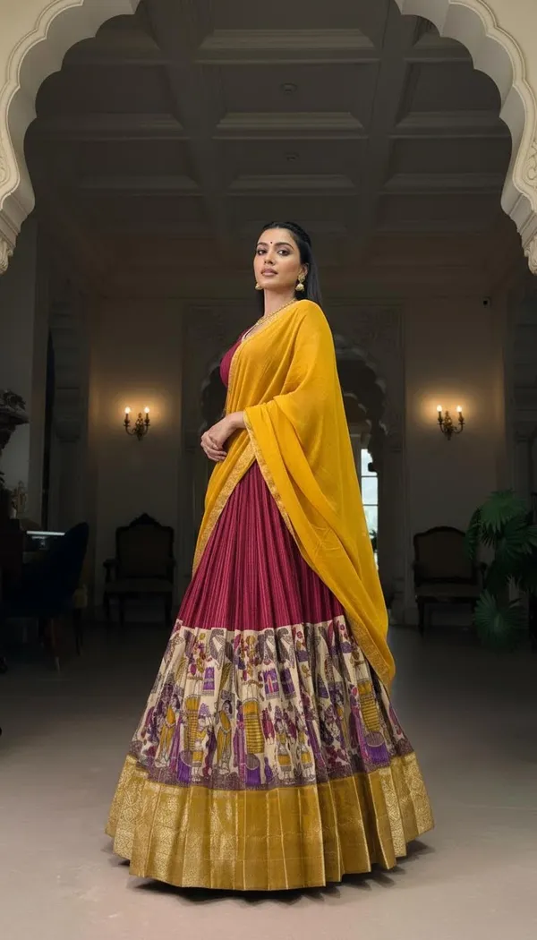 Red_Dola_Silk_Patola_Print_Lehenga_Choli_For_Women