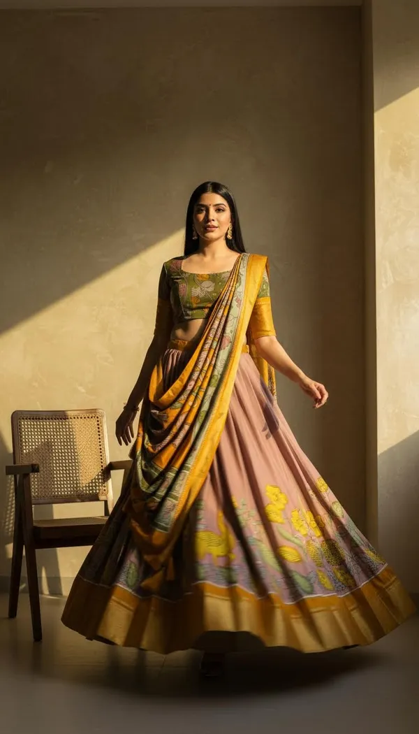 Peach_Dola_Silk_Patola_Print_Lehenga_Choli_For_Women
