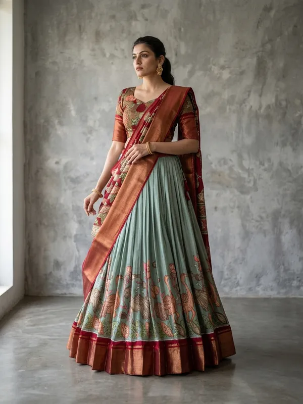 Pista_Dola_Silk_Patola_Print_Lehenga_Choli_For_Women