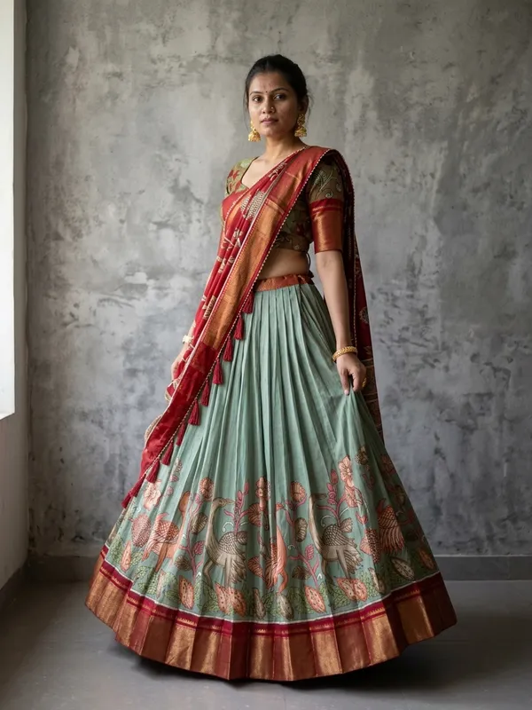 Pista_Dola_Silk_Patola_Print_Lehenga_Choli_For_Women