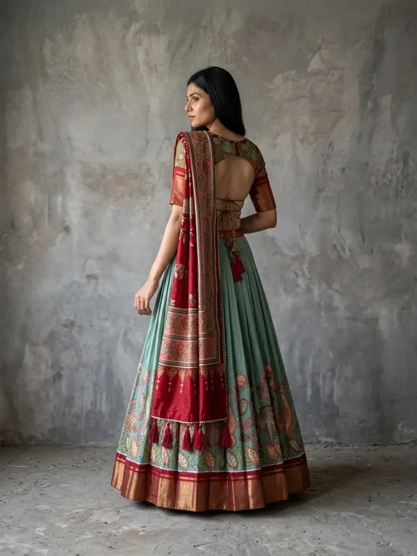 Pista_Dola_Silk_Patola_Print_Lehenga_Choli_For_Women