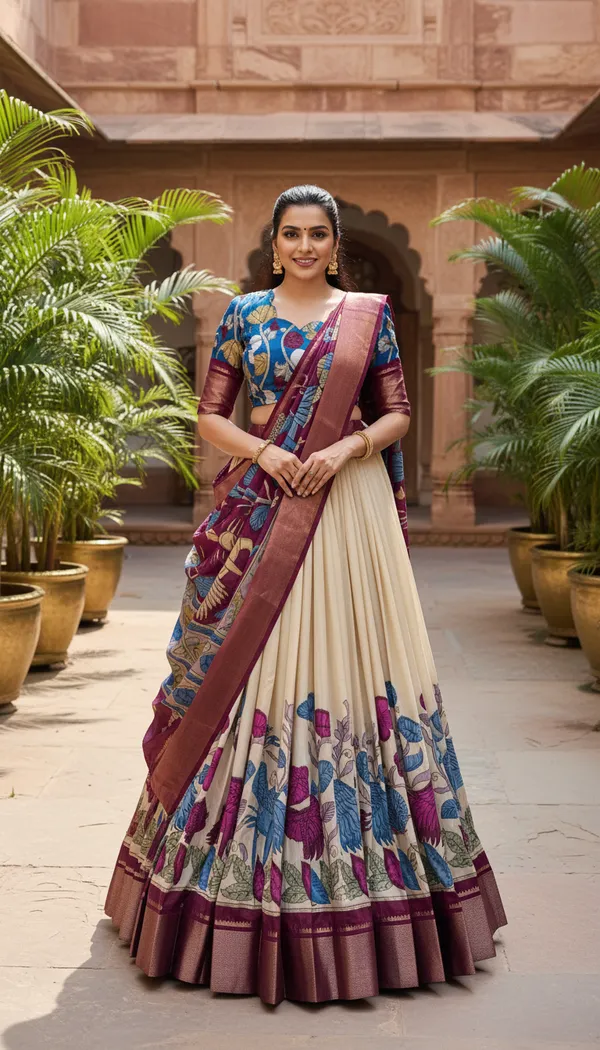 White_Dola_Silk_Patola_Print_Lehenga_Choli_For_Women