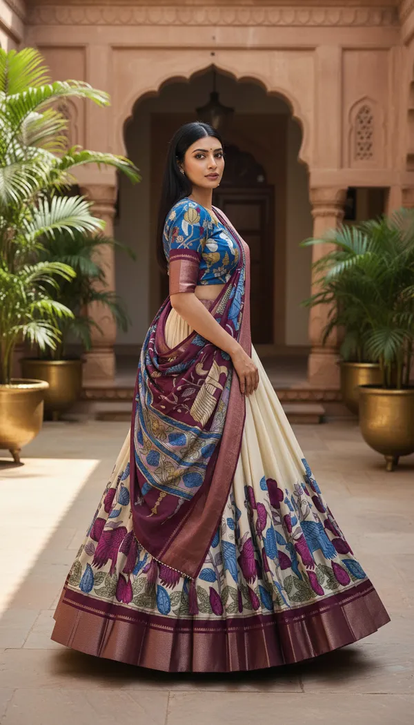 White_Dola_Silk_Patola_Print_Lehenga_Choli_For_Women