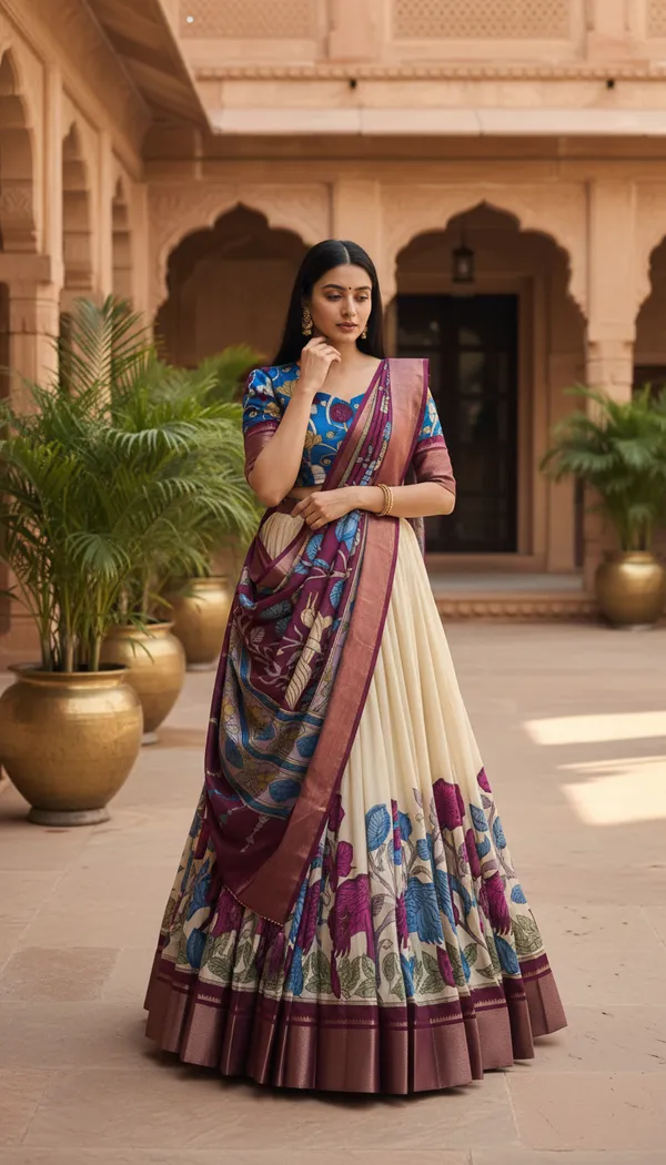 White_Dola_Silk_Patola_Print_Lehenga_Choli_For_Women