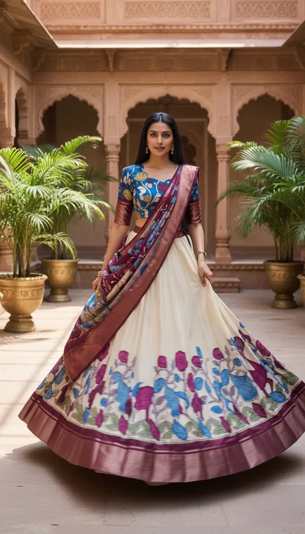 White_Dola_Silk_Patola_Print_Lehenga_Choli_For_Women