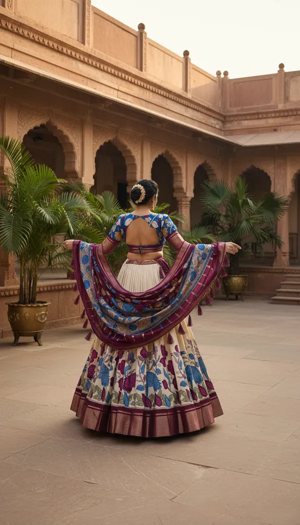 White_Dola_Silk_Patola_Print_Lehenga_Choli_For_Women