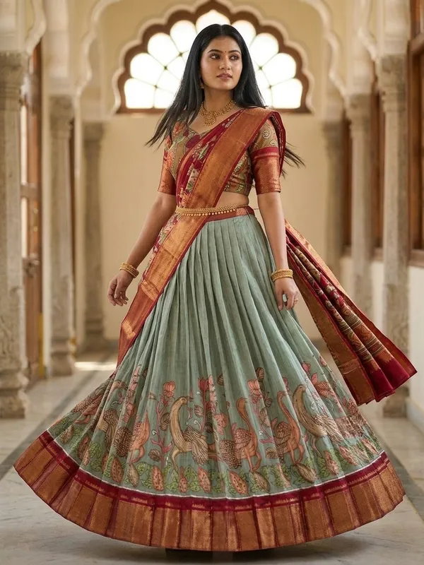 Pista_Green_Dola_Silk_Patola_Print_Lehenga_Choli_For_Women