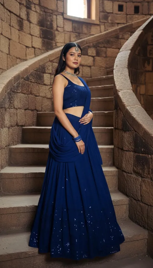 Navy_Blue_Georgette_Embroidered_Semi-Stitched_Lehenga_Choli_For_Women