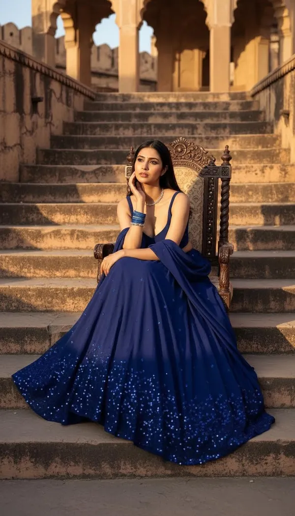 Navy_Blue_Georgette_Embroidered_Semi-Stitched_Lehenga_Choli_For_Women