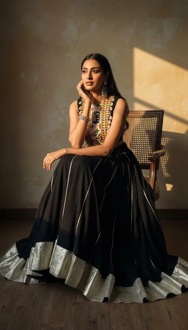 Black_Rayon_Gamthi_Work_Lehenga_Choli_For_Women
