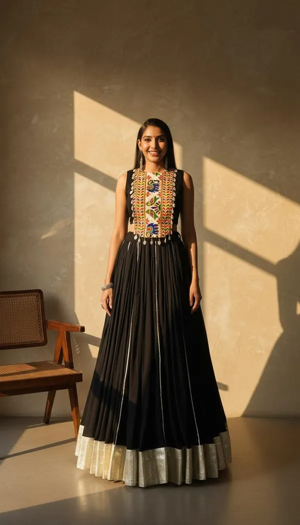 Black_Rayon_Gamthi_Work_Lehenga_Choli_For_Women