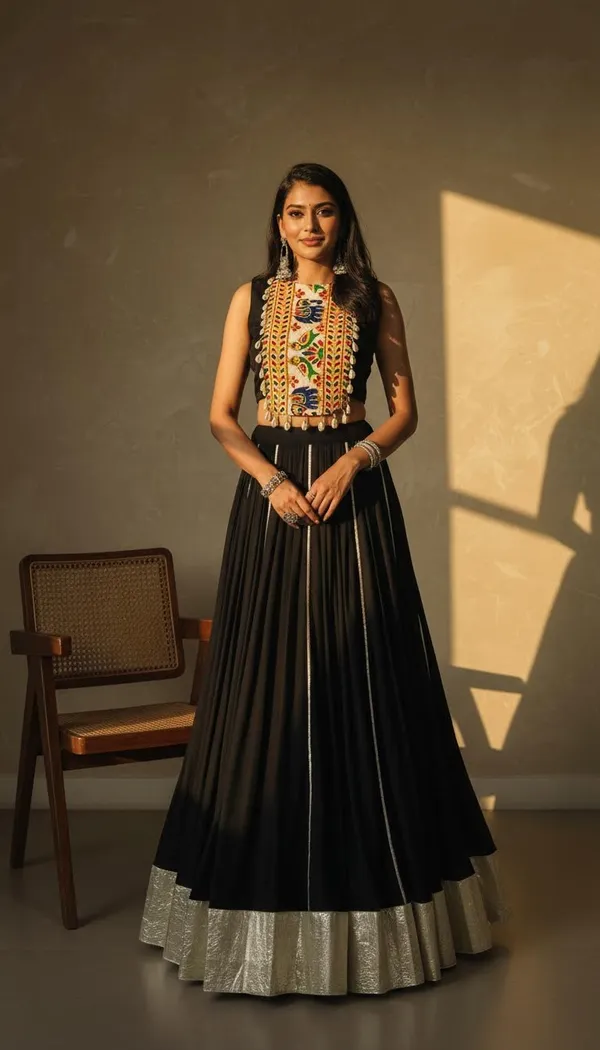 Black_Rayon_Gamthi_Work_Lehenga_Choli_For_Women