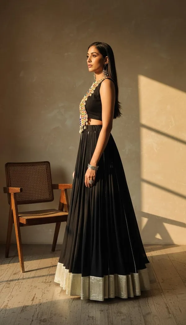 Black_Rayon_Gamthi_Work_Lehenga_Choli_For_Women