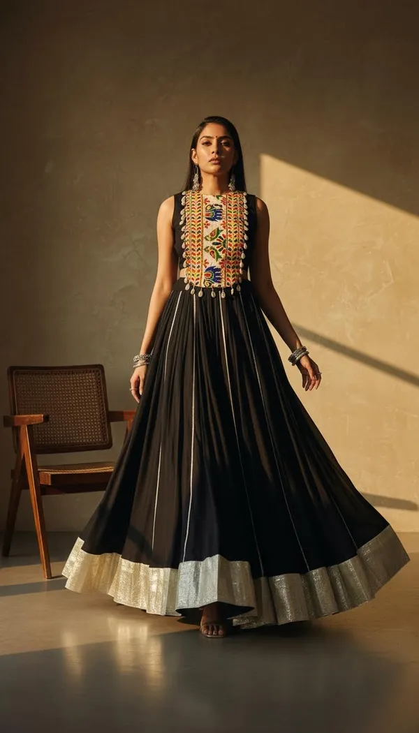 Black_Rayon_Gamthi_Work_Lehenga_Choli_For_Women