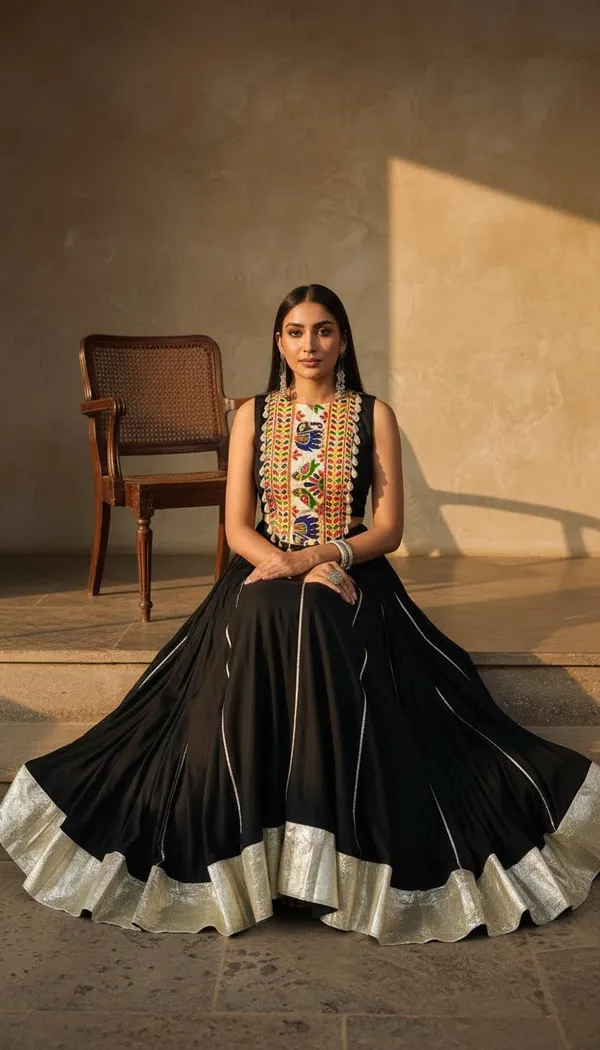 Black_Rayon_Gamthi_Work_Lehenga_Choli_For_Women