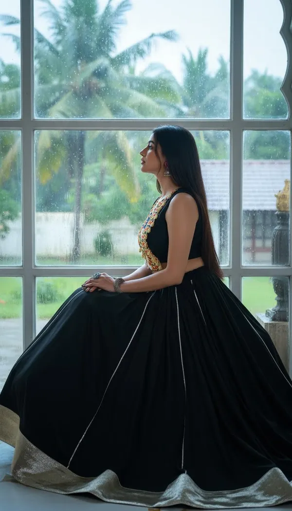 Black_Rayon_Gamthi_Work_Lehenga_Choli_For_Women