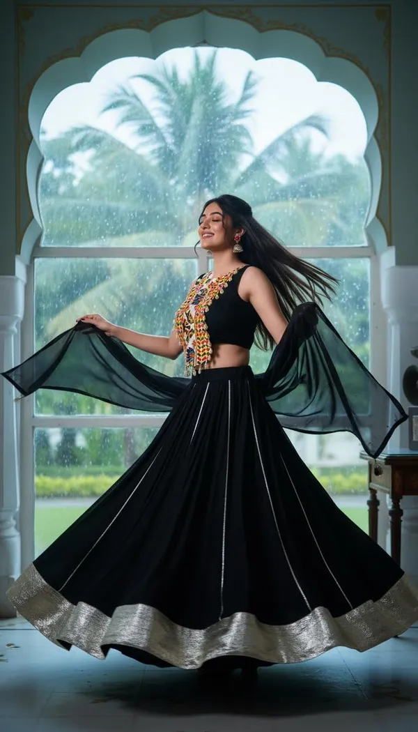 Black_Rayon_Gamthi_Work_Lehenga_Choli_For_Women