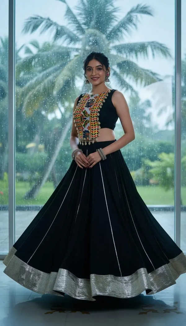 Black_Rayon_Gamthi_Work_Lehenga_Choli_For_Women