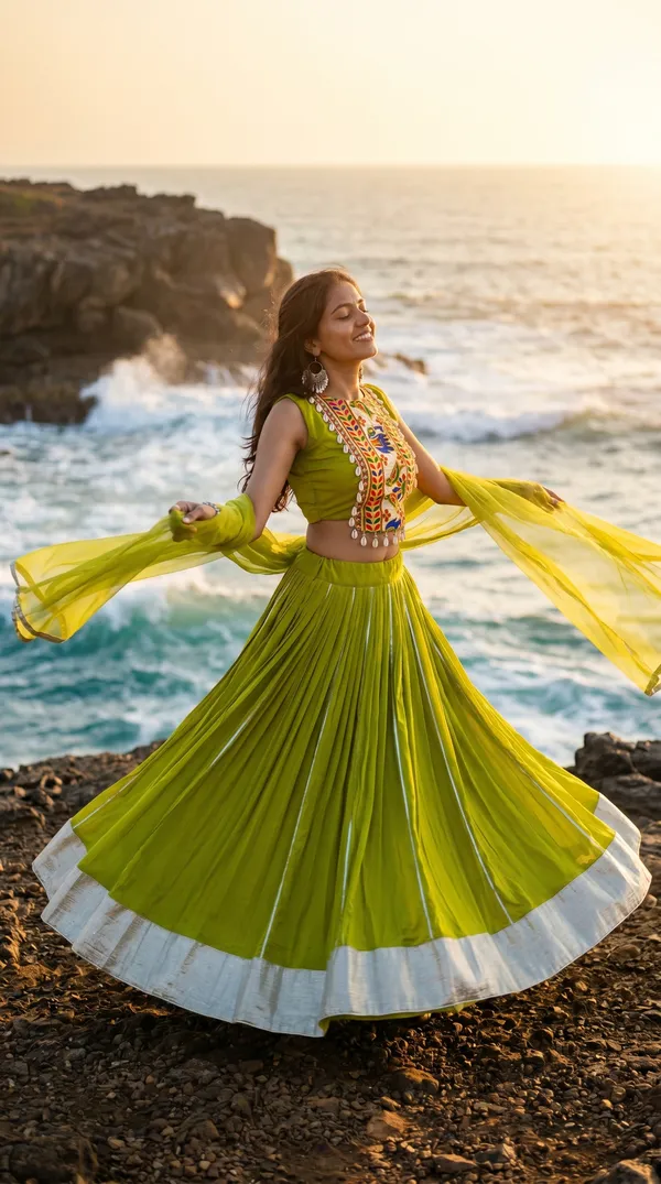 Parrot_Green_Rayon_Gamthi_Work_Lehenga_Choli_For_Women