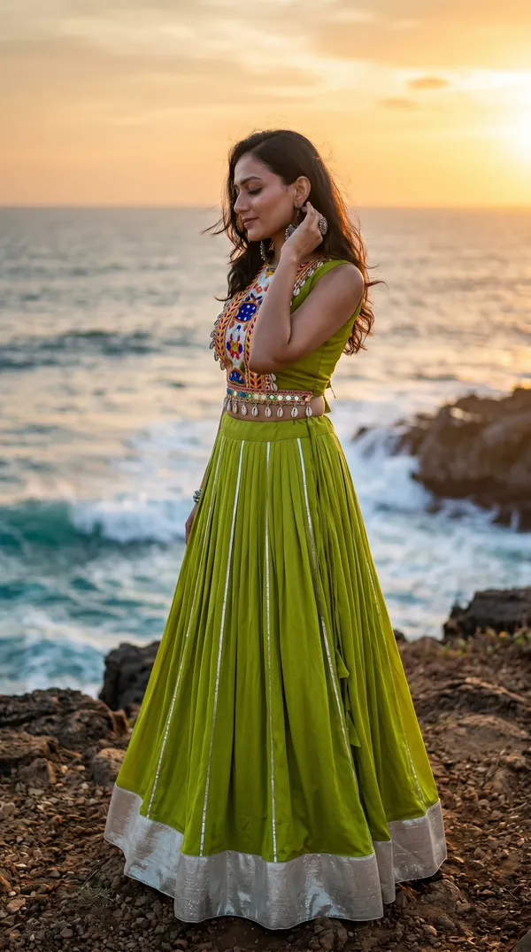 Parrot_Green_Rayon_Gamthi_Work_Lehenga_Choli_For_Women