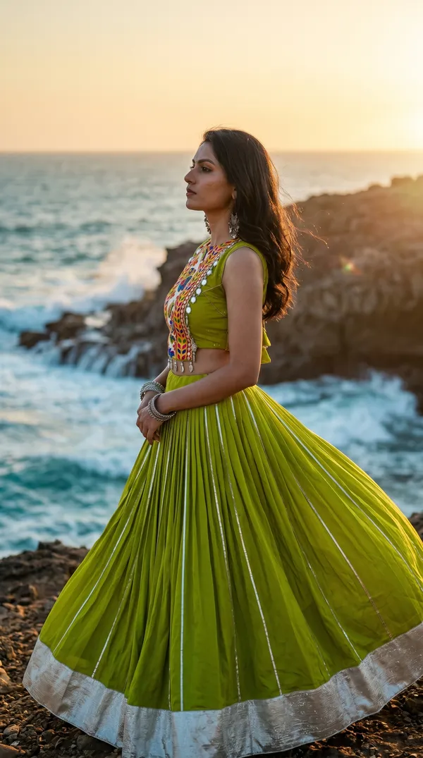 Parrot_Green_Rayon_Gamthi_Work_Lehenga_Choli_For_Women