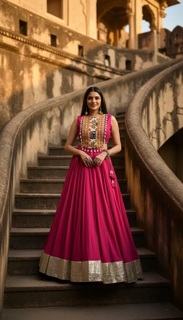 Pink_Rayon_Gamthi_Work_Lehenga_Choli_For_Women