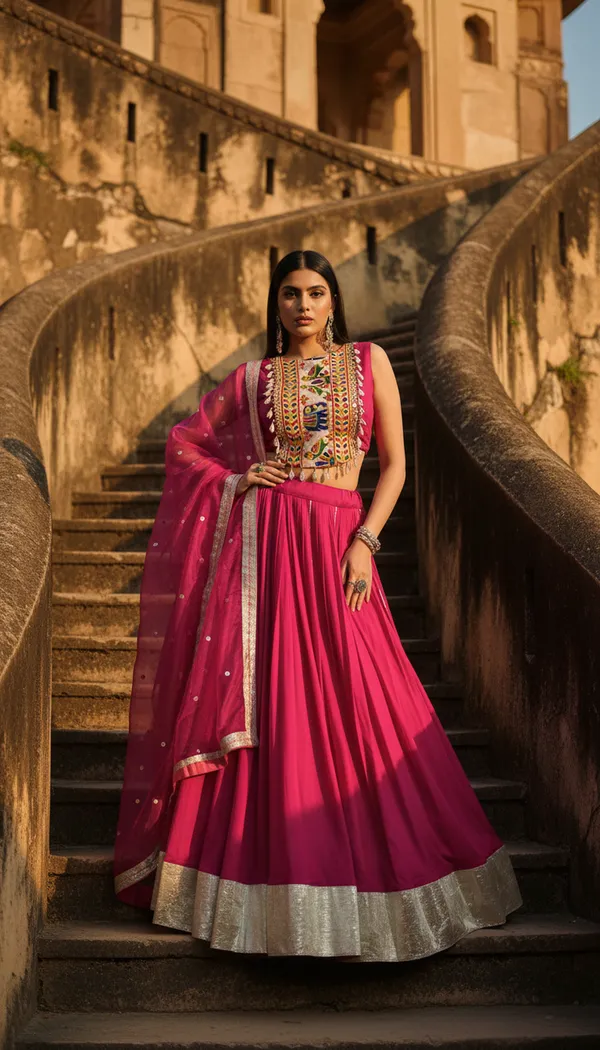 Pink_Rayon_Gamthi_Work_Lehenga_Choli_For_Women