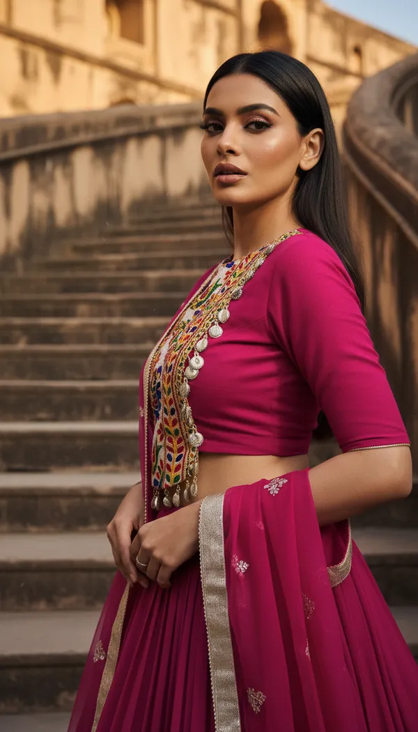 Pink_Rayon_Gamthi_Work_Lehenga_Choli_For_Women