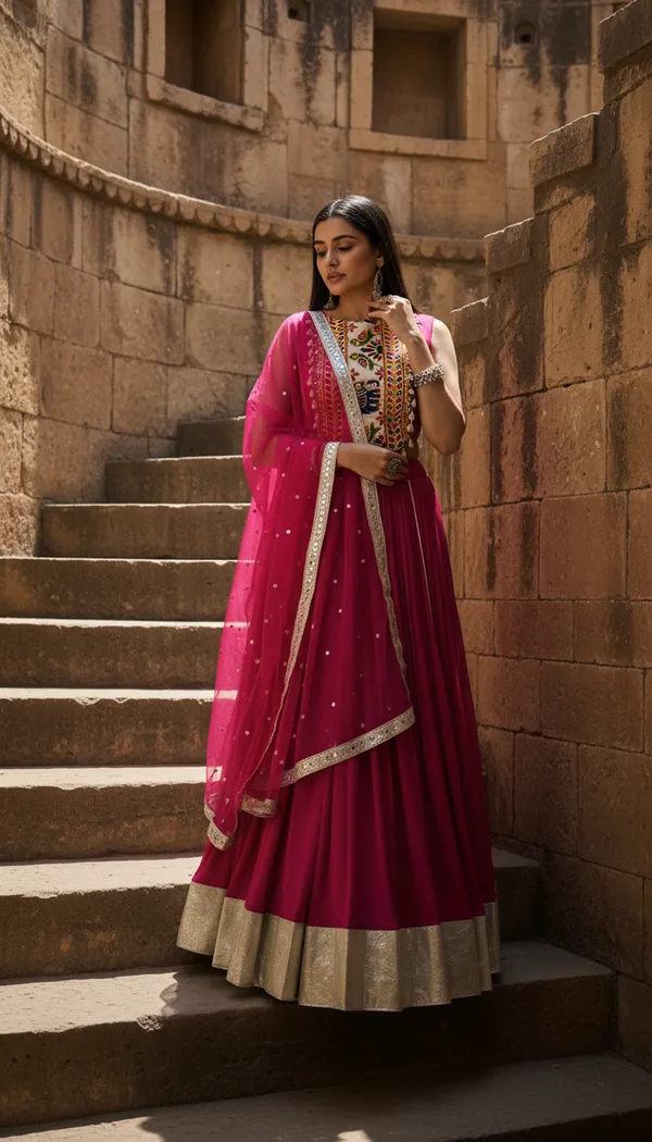 Pink_Rayon_Gamthi_Work_Lehenga_Choli_For_Women