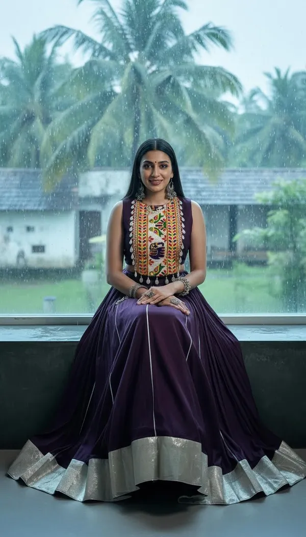 Wine_Rayon_Gamthi_Work_Lehenga_Choli_For_Women
