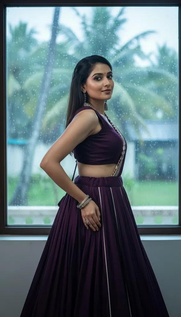 Wine_Rayon_Gamthi_Work_Lehenga_Choli_For_Women