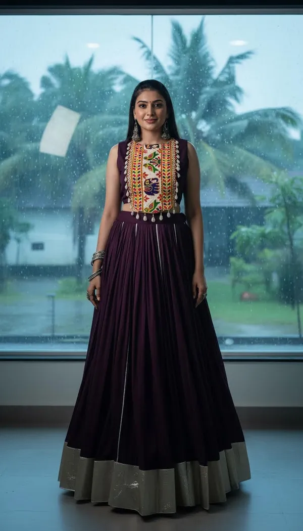 Wine_Rayon_Gamthi_Work_Lehenga_Choli_For_Women