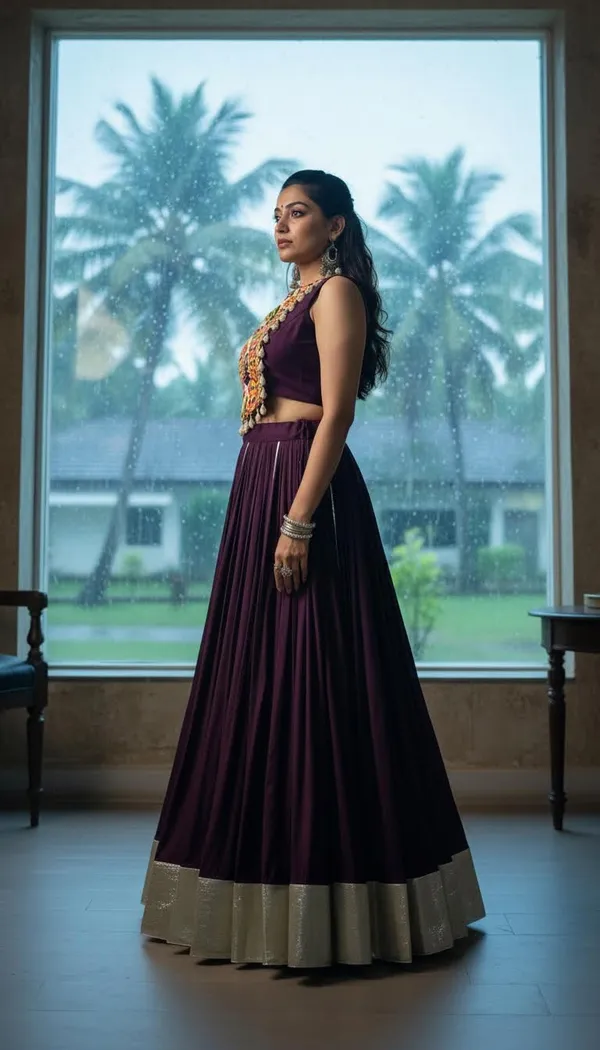 Wine_Rayon_Gamthi_Work_Lehenga_Choli_For_Women