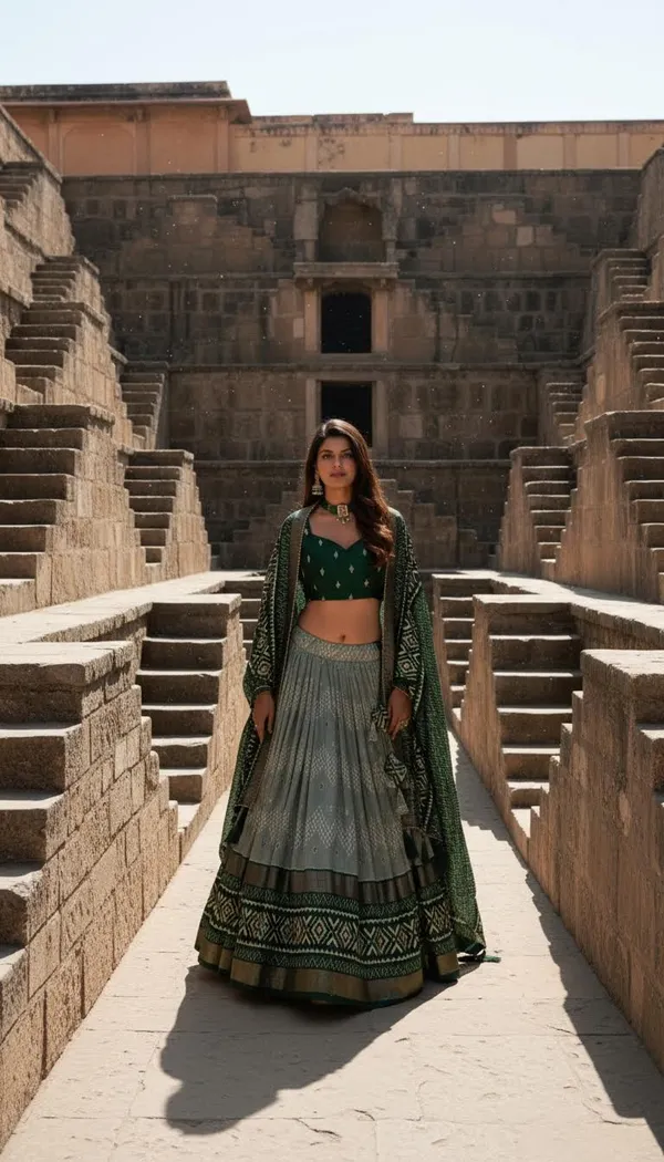 Green_Dola_Silk_Patola_Print_Gotta_Patti_Lehenga_Choli_For_Women