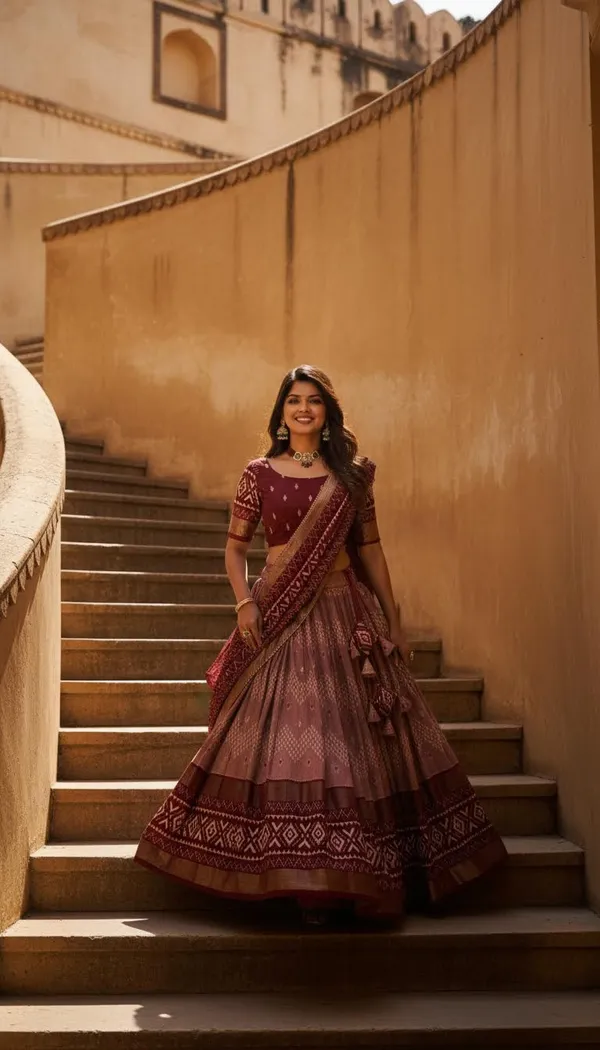 Maroon_Dola_Silk_Patola_Print_Gotta_Patti_Lehenga_Choli_For_Women