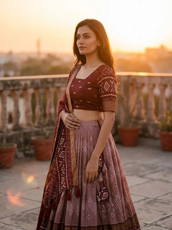 Maroon_Dola_Silk_Patola_Foil_Print_Lehenga_Choli_For_Women