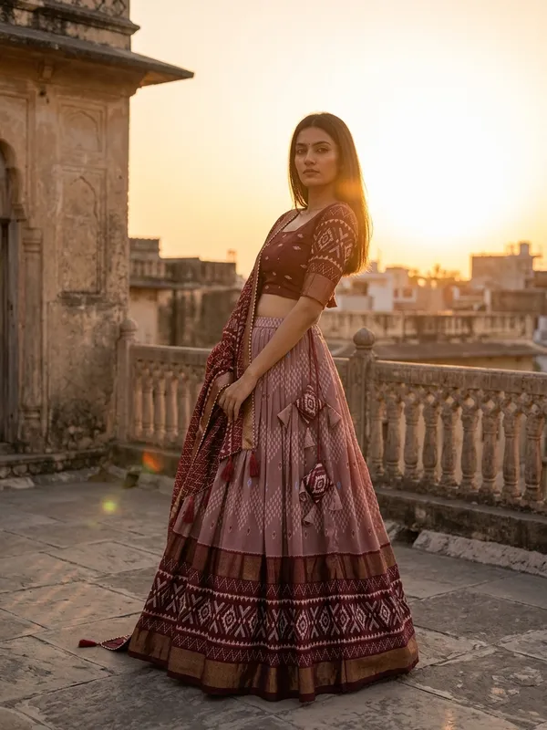 Maroon_Dola_Silk_Patola_Foil_Print_Lehenga_Choli_For_Women