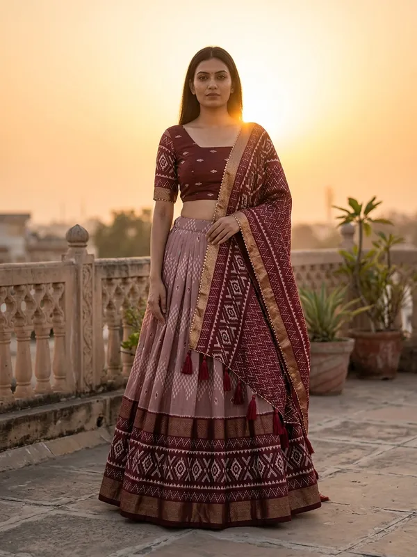 Maroon_Dola_Silk_Patola_Foil_Print_Lehenga_Choli_For_Women